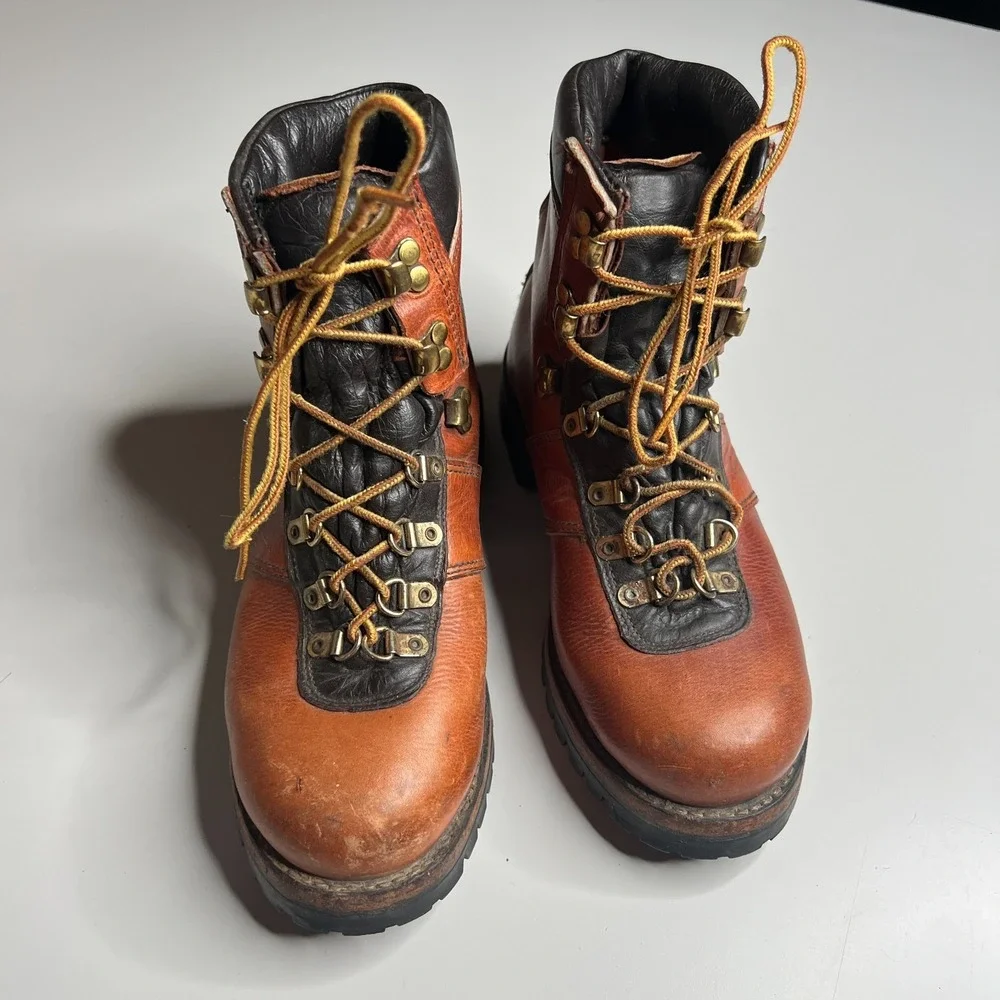 Vintage Dexter Hiking Boots Vibram Sole Brown Leather Mountaineering USA Men's 7